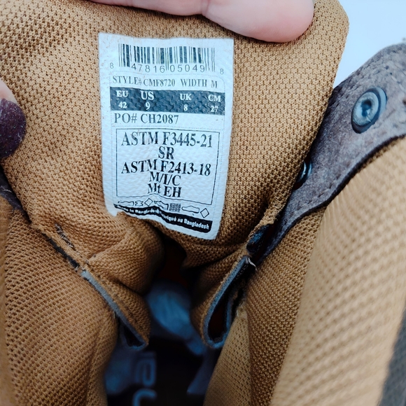 CARHARTT Rugged Flex Waterproof Met Guard 8" Composite Toe MEN'S Size 9M CMF8720 - Picture 7 of 10